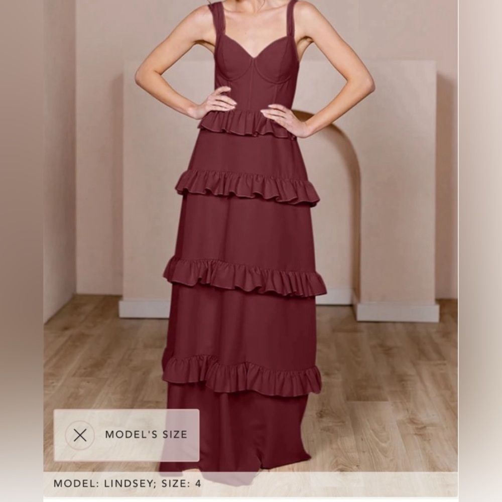 REVERLY Sloane Crepe Dress Burgundy. Size 6